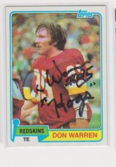 DON WARREN WASHINGTON REDSKINS 1981 TOPPS #84 SAN DIEGO STATE AUTOGRAPHED CARD