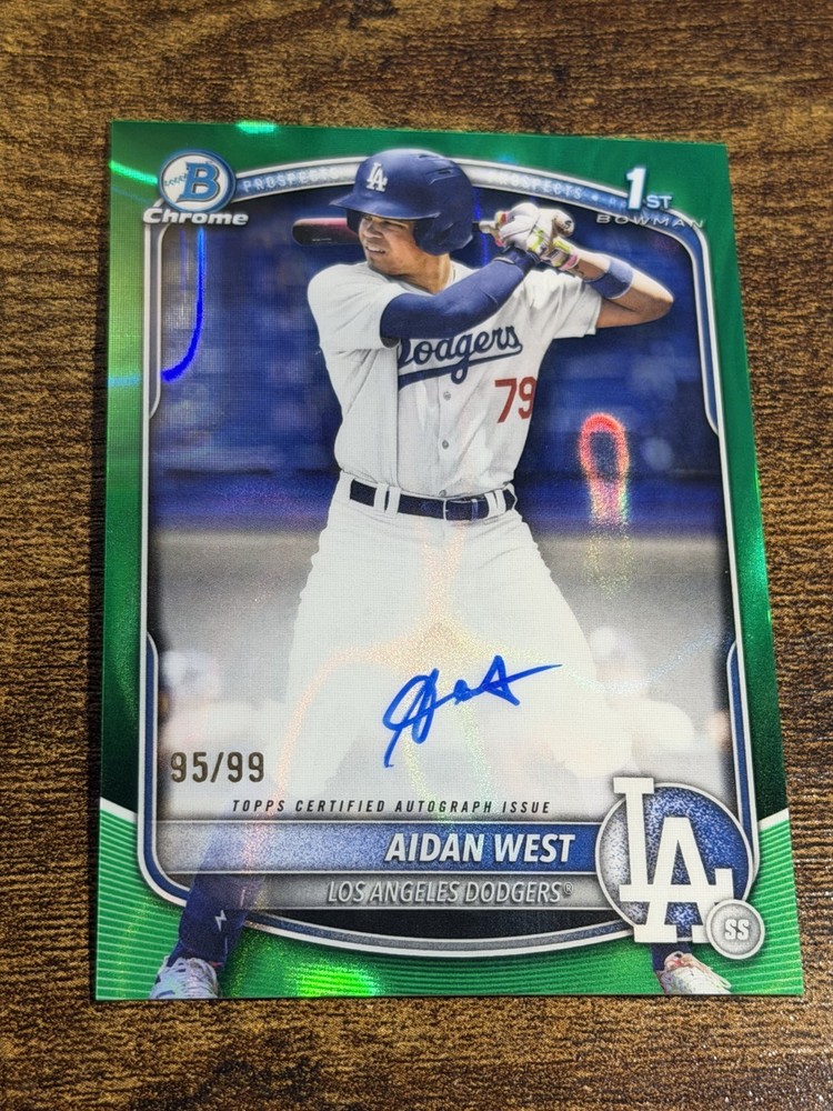 AIDAN WEST 2025 Bowman Draft #CPA-AWE 1st Green RayWave Refractor Auto /99