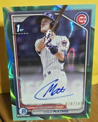 2024 Bowman Draft Chrome Cole Mathis Aqua Refractor Auto / 125 Mets