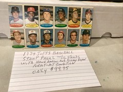 1974 Topps Baseball Stamp Panel W/12 Stamps W/H.Aaron & N.Ryan W/Free Shipping