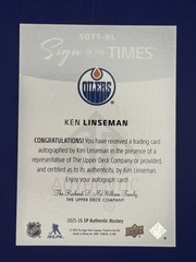 2025-26 Upper Deck SP Authentic Sign Of The Time Auto KEN LINSEMAN Oilers #KL