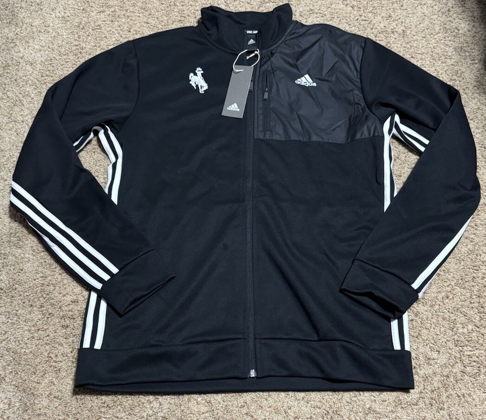 NEW Adidas Wyoming Cowboys Transitional Tracktop Jacket Black Men’s Large