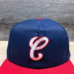 Vintage Cleveland Indians Hat Cap Snap Back Blue Red Trucker Mesh MLB 90s Annco
