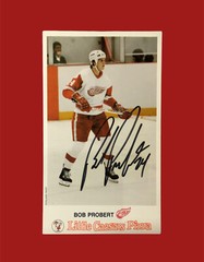 Bob Probert SIGNED Autograph Detroit Red Wings Little Caesars Photo Card 1987-88