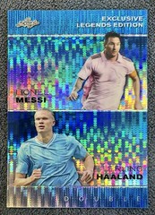 🔥Lionel Messi / Erling Haaland 2023 Leaf Metal Dual Blue Pulsar 16/20 ⚽️⚽️💥 💎