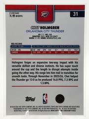 2025 Topps Chrome Update NBA Chet Holmgren Purple Wave #31 /75 Thunder