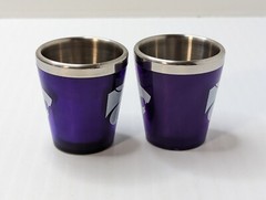 Pair Of (2) Kansas State Wildcats Stainless Steel Shot Glasses KSU Purple