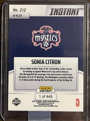 2025 Panini Instant WNBA #212 Sonia Citron Washington Mystics RC PRESALE