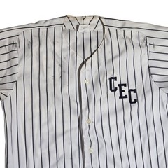 Rawlings Baseball Jersey White Navy Blue Striped Button Down Number 14 Large Vtg