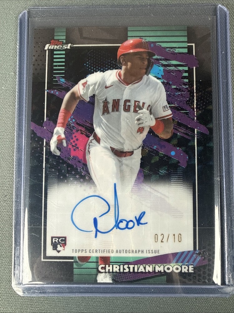 Topps Finest 2026 06/10 Christian Moore RC Auto Black Gold #FA-CME Angels