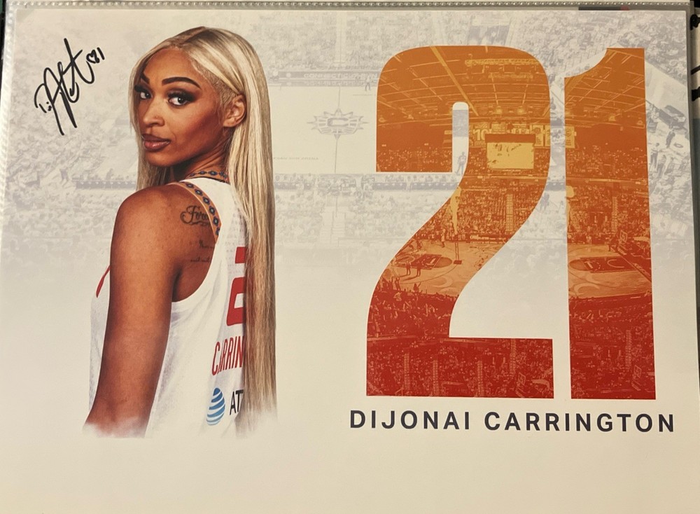 🏀WNBA👑DIJONAI⭐️CARRINGTON SIGNED AUTOGRAPH 8×10 Connecticut Sun-Chicago Sky