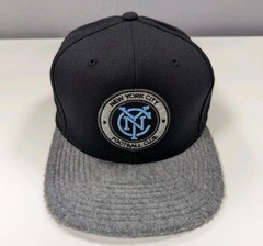 NYC Football Club Mitchell & Ness Fitted Cap Hat Furry Brim Black/Gray Sz 7 3/8