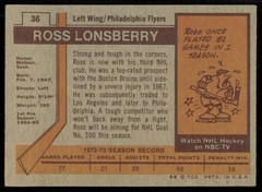 1973-74 TOPPS ROSS LONSBERRY PHILADELPHIA FLYERS #36 EX-EXMT