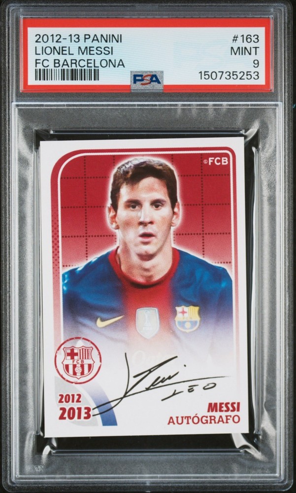 2012-13 PANINI FC BARCELONA AUTOGRAFO #163 LIONEL LEO MESSI AUTO GEM MINT PSA 9