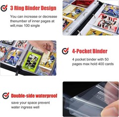 Waterproof Soccer Card Binder – 400 Pockets for Trading Card Collectors