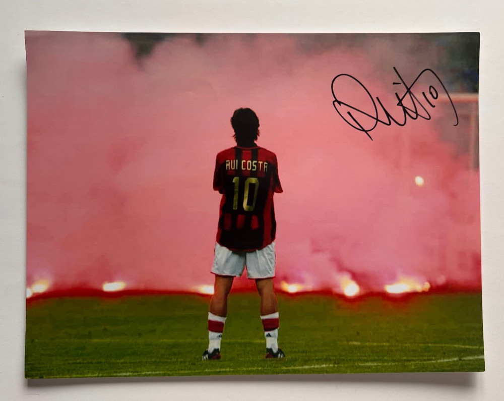 Signed RUI COSTA 16&Prime;x12&Prime; AC Milan Derby Photo -PROOF/COA – Benfica Portugal