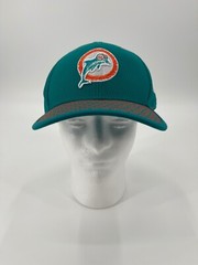 MIAMI DOLPHINS THROWBACK LOGO AQUA ELASTIC FITTED HAT DARK ORANGE POLKA DOTS
