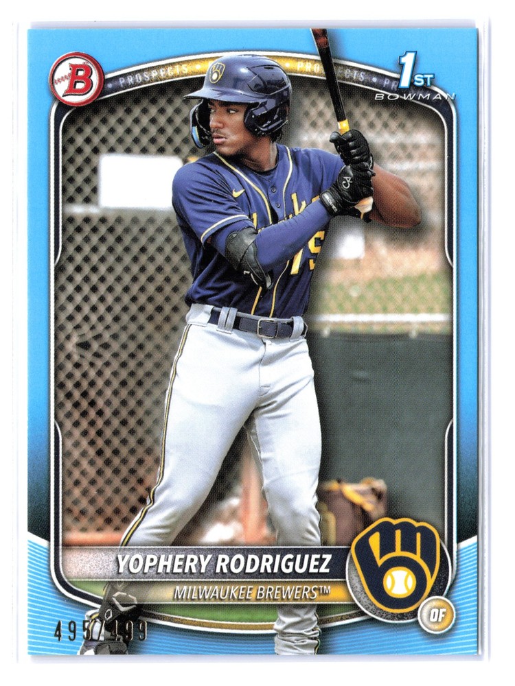Yophery Rodriguez 1st (RC) Sky Blue #/499 2025 Bowman #BP-36