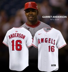 Men&rsquo;s Garret Anderson White Anaheim LA Angels World Series Stitched