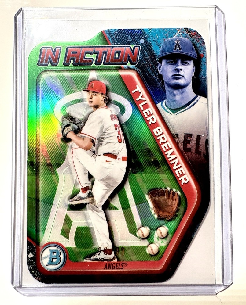 2025 Bowman Draft #BIA-12 In Action, Tyler Bremner Green Refractor /99