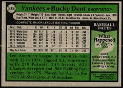 1979 Topps #485 Bucky Dent New York Yankees Baseball Card SP1-903