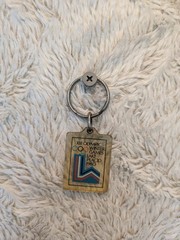 Vintage 1980 Lake Placid Olympic Winter Games XIII Keychain Souvenir Key Ring