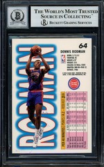 Dennis Rodman Auto 1993-94 Fleer Card 64 Pistons Auto GM 10 Blue Sharpie Beckett