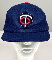 VTG 1960s MLB LARGE Navy Wool Blend Felt Minnesota Twins BASEBALL CAP Hat USA
