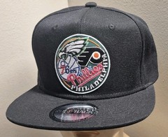 Philadelphia SPORTS FANS Flat bill Snapback Hat Black Phillies Eagles Hat/Cap