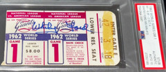 1962 World Series Game 1 Ticket Signed « Whitey Ford MLB Record 10 WS Win » PSA 10