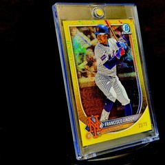 Francisco Lindor 2025 BOWMAN CHROME #59 YELLOW MOJO REFRACTOR /75🔥NY METS🌟
