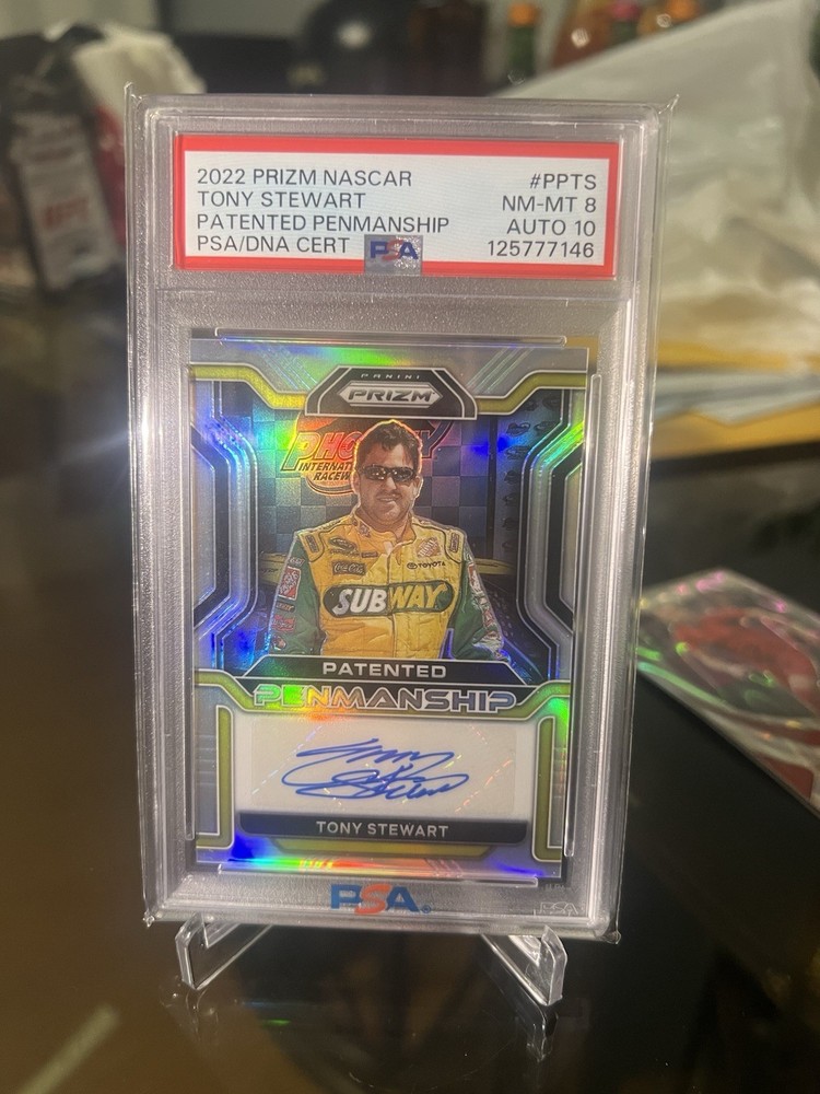Panini Prizm NASCAR Tony Stewart Patented Penmanship Auto #PP-TS PSA 8 Auto 10