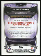 2014 Bowman CRAIG LOSTON « ROOKIE CHROME REFRACTOR AUTOGRAPH » RC Auto Card #38