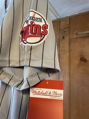 MLB Kirby Puckett #34 Minnesota Twins 1987 Jersey gray/blue/red xl mit ness HOF.