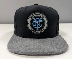 NYC Football Club Mitchell & Ness Fitted Cap Hat Furry Brim Black/Gray Sz 7 3/8