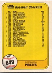 1981 FLEER #641-659 MLB Team Checklist Cards Clean! 81-FBBC