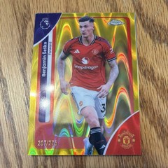 Topps Chrome Benjamin Šeško Manchester United Yellow RayWave Refractor #137 /275