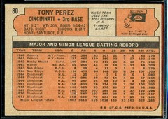 1972 Topps TONY PEREZ Card #80 CREASE FREE! EX+ Centered!