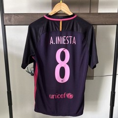 FC Barcelona 16-17 A. Iniesta #8 Soccer Jersey Purple Pink Black Men M