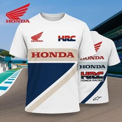 Personalized Name Honda HRC Racing White Navy Blue 3D Men T-Shirt S-5XL