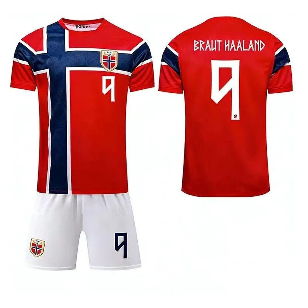 Norway Jersey For Kids, Haaland #9 Jersey & Shorts Set,Gift For Norway Fans