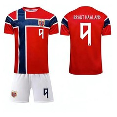 Norway Jersey For Kids, Haaland #9 Jersey & Shorts Set,Gift For Norway Fans