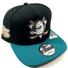New Era Anaheim Ducks Exclusive Black Teal 25th 9FIFTY A-Frame Snapback Hat Cap