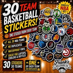 🏀 NBA All 30 Teams Sticker Pack ~ New Sealed In Bag ~ 30 Team Set