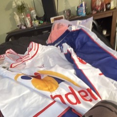 Football Jersey & Jacket Lot – White Blue Red Sports Fan Apparel
