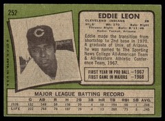 1971 Topps Baseball Eddie Leon Cleveland Indians #252 EX-MT