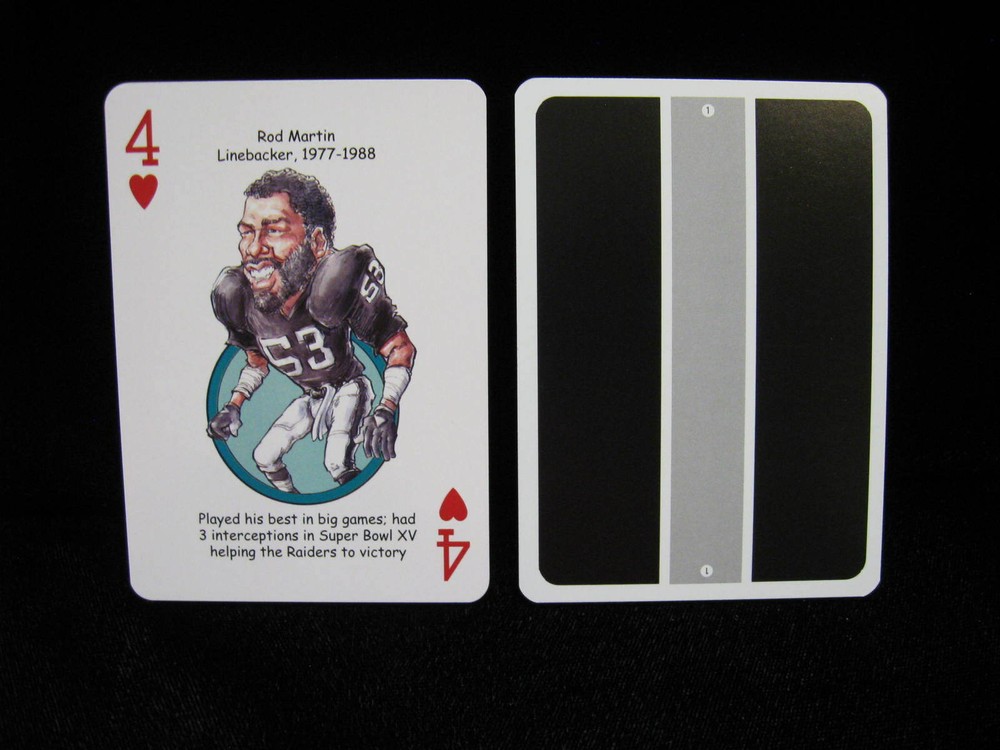 Rod Martin Raiders « 4 of Hearts » Hero Decks Playing Card