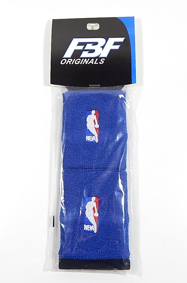 NBA Basketball Logo FBF Originals Pair of Sweatbands Wristbands Royal Blue New