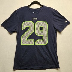 NFL Team Apparel Nike T-Shirt Men&rsquo;s Size Med Blue Green Gray Logo Athletic…