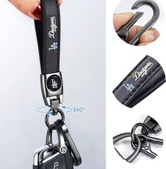 Genuine Leather Baseball Key Chain Compatible with Los Angeles Dodgers Baseball